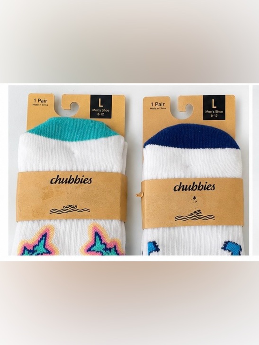 Chubbies The Apex & Roaring Dinosaur All Day Socks L 8-12 set of 2 - Picture 2 of 3